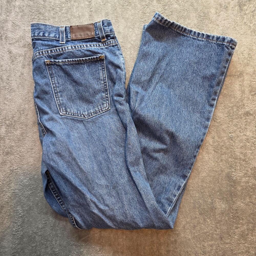 Calvin Klein Jeans Calvin Flare Jeans Womens 12 Blue Double Stone Wash Denim